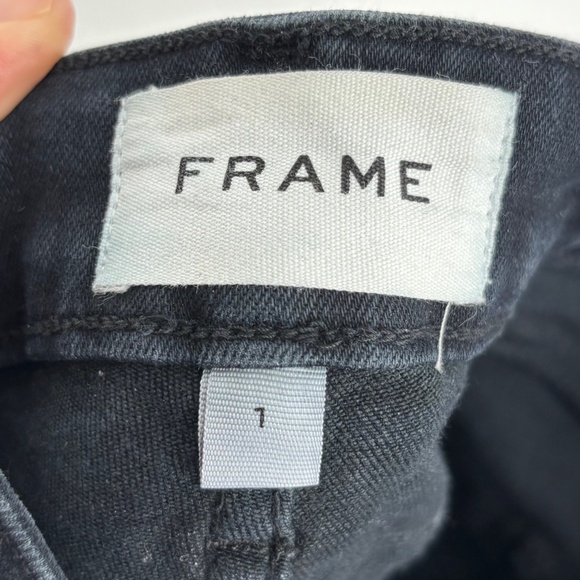 Frame Size 1 Womens Le One Flare Jeans Faded Black Denim Five Pocket High Rise - Picture 10 of 10